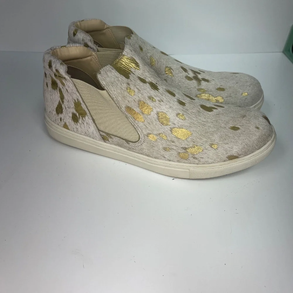 Matisse Cowhide Slip-On Booties Women’s Size 10 Gold Foil Accent Shoes